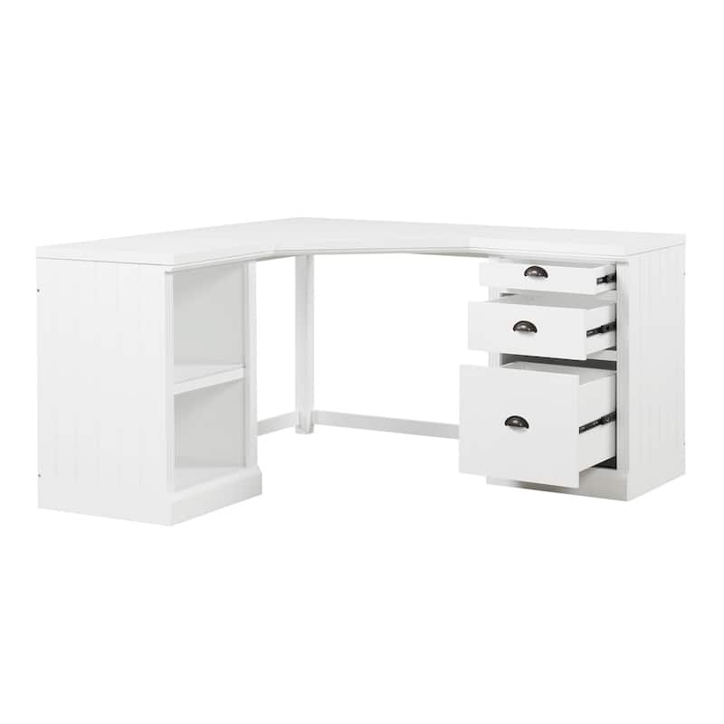 57.68" Home Office L-Shaped Corner Executive Computer Writing Desk