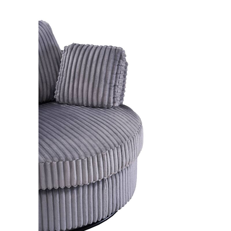 Corduroy 360° Swivel Barrel Chair with 4 Pillows and 400lb Weight Capacity