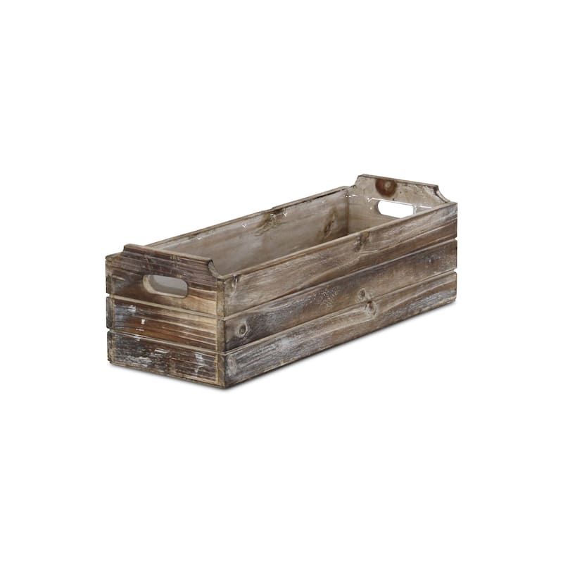 HomeRoots Brown Wood 200 Ounce Rectangular Distressed Planter Box - 14.25 in. x 4.50 in. x 5.25 in.