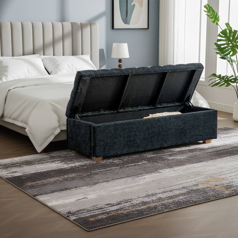 60.24" Wide Modern Upholstered Storage Bench,Entryway Bench,End of Bed Bench