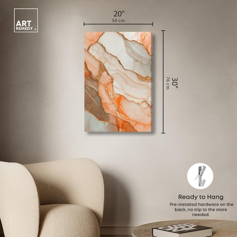Peach Agate Flow Canvas by Art Remedy, Gallery Wrapped