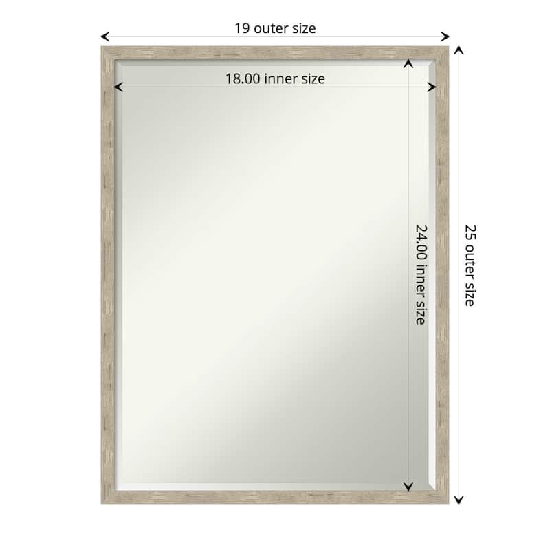 Imprint Half-Inch-Bevel Wood Framed Wall Mirror - Glass Size 18x24 - Imprint Light Pewter