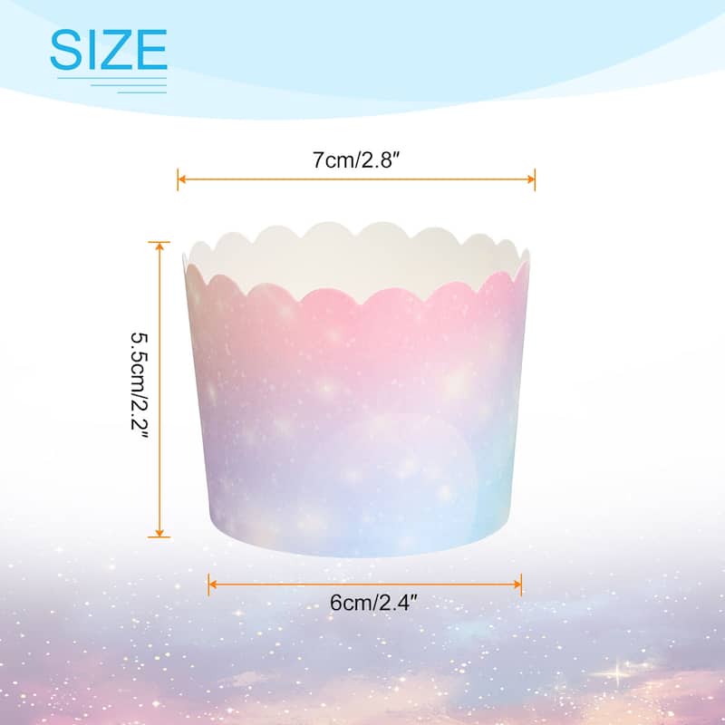 100Pcs Paper Baking Cups Cupcake Muffins Liner Wrappers Gradient - Gradient Pink Blue - Standard