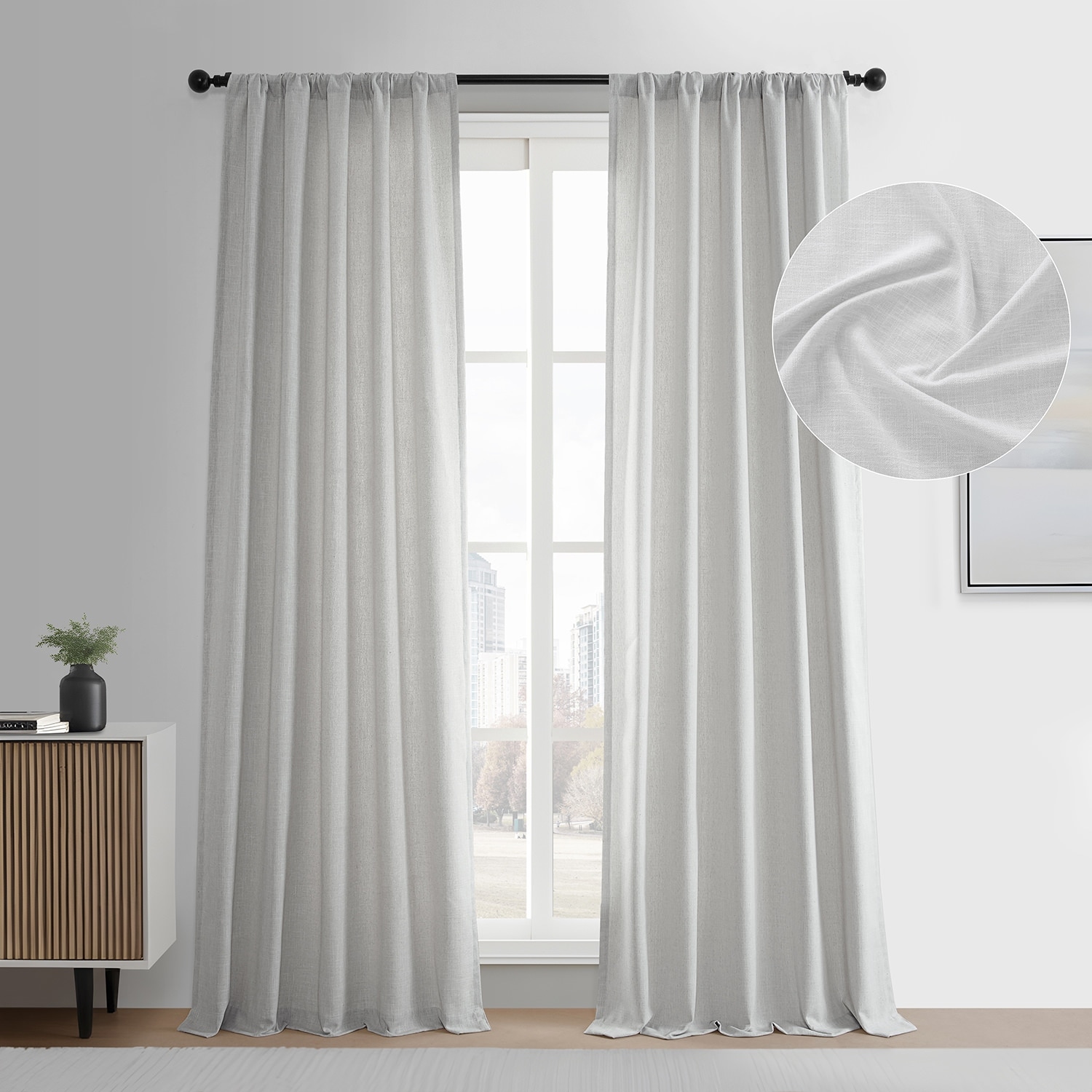 Exclusive Fabrics Simply Faux Linen Curtains - 2 Panels - Light Filtering Window Curtains
