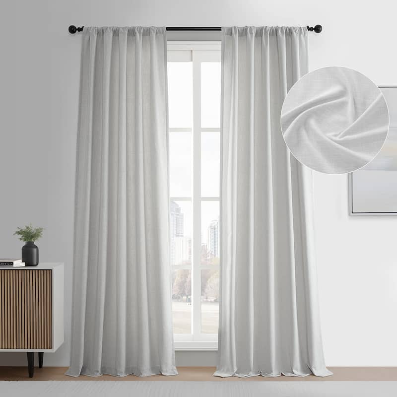 Exclusive Fabrics Simply Faux Linen Curtains - 2 Panels - Light Filtering Window Curtains - 50 X 120 - Off White