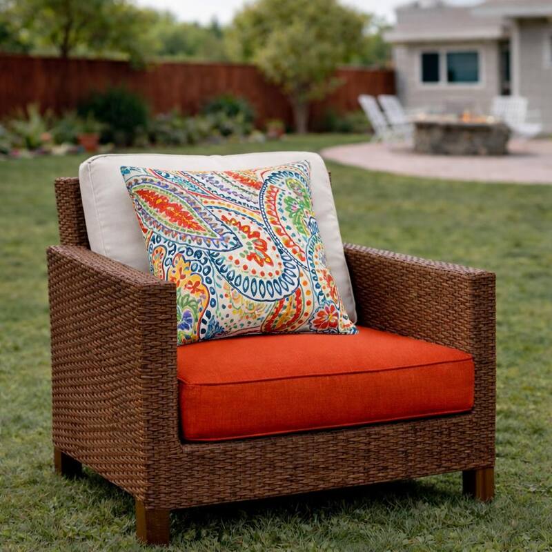 Anmytek Outdoor Throw Pillows Set of 2 Square Water Resistant Paisley Floral Pattern Patio Cushions Boho