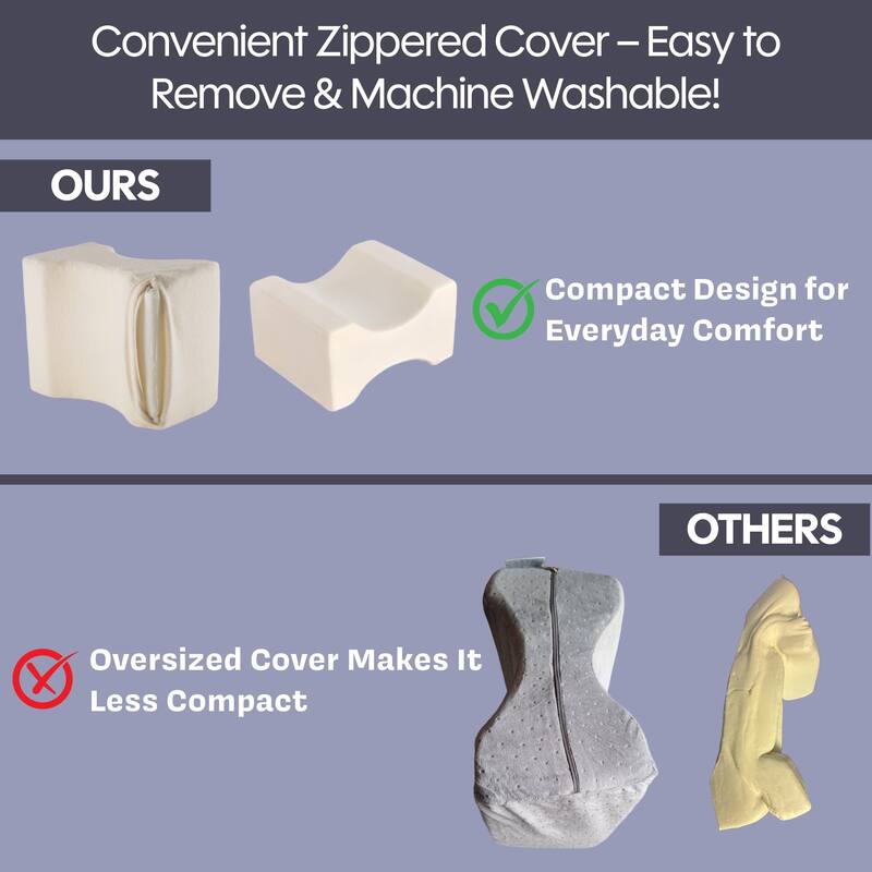 Remedy Knee Pillow for Side Sleepers - Contoured Memory Foam Leg Pillow for Pain Relief