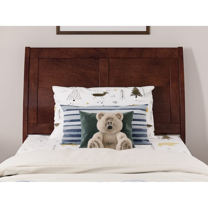 AFI Portland Twin Size Platform Bed with Matching Footboard & Storage Drawers in Walnut