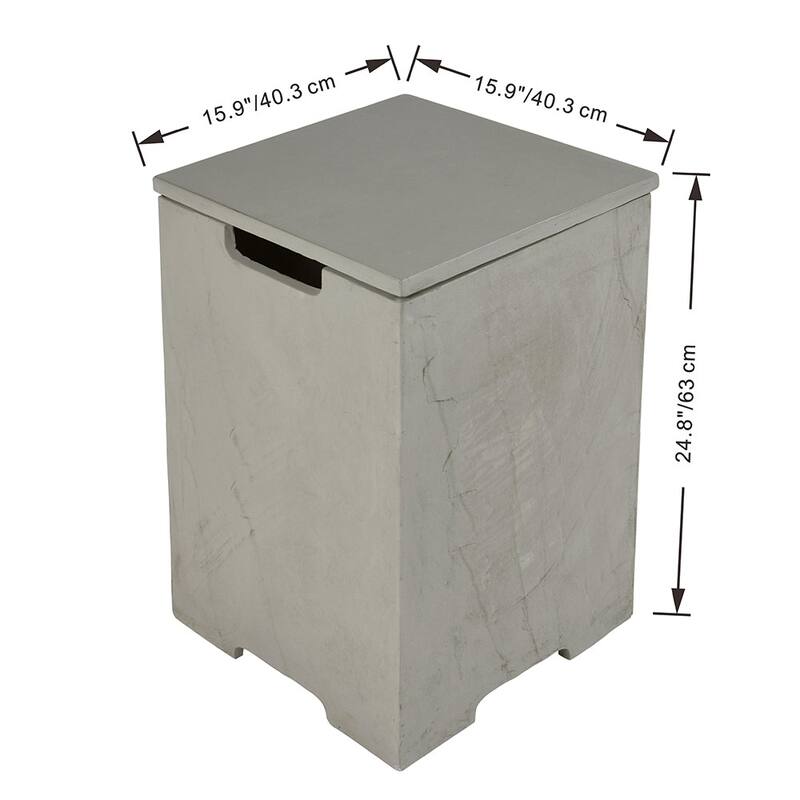 Elementi Plus Square Propane Tank Cover Hideaway Storage Box with with Removable Top - 15.9" x 15.9" x 24.9"