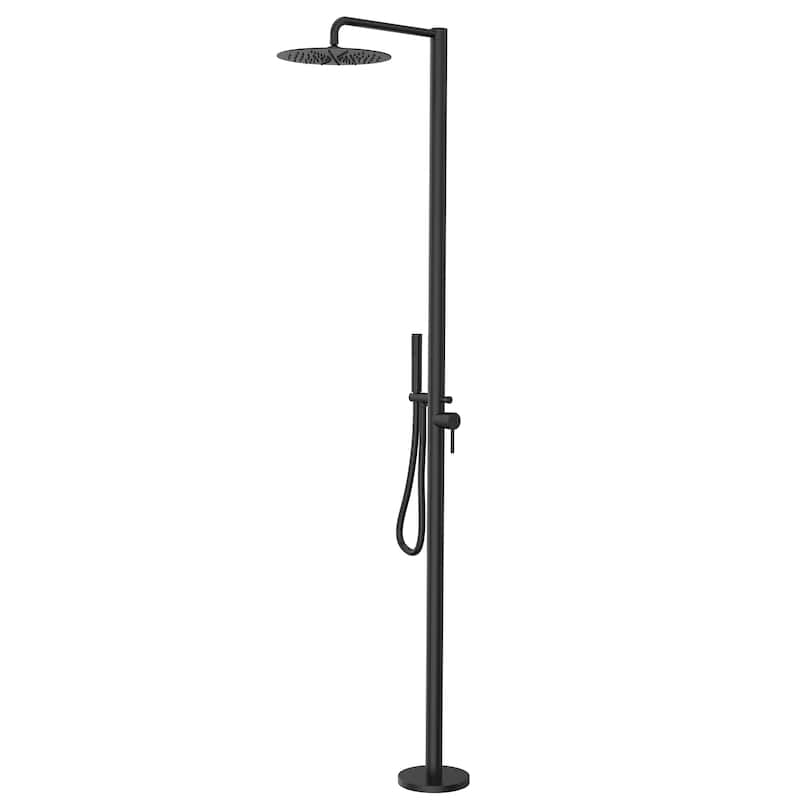 Rbrohant 84"H Stainless Steel Freestanding Outdoor Shower with Handshower - Matte Black