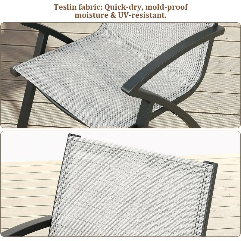 Patio Dining Chairs Set of 2/4, Outdoor Stackable Chairs with Metal Frame and Backrest