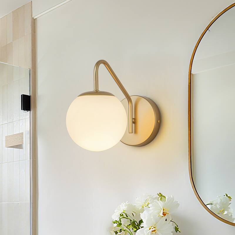 1-Light Modern Wall Sconce with Frosted Globe Glass Shade