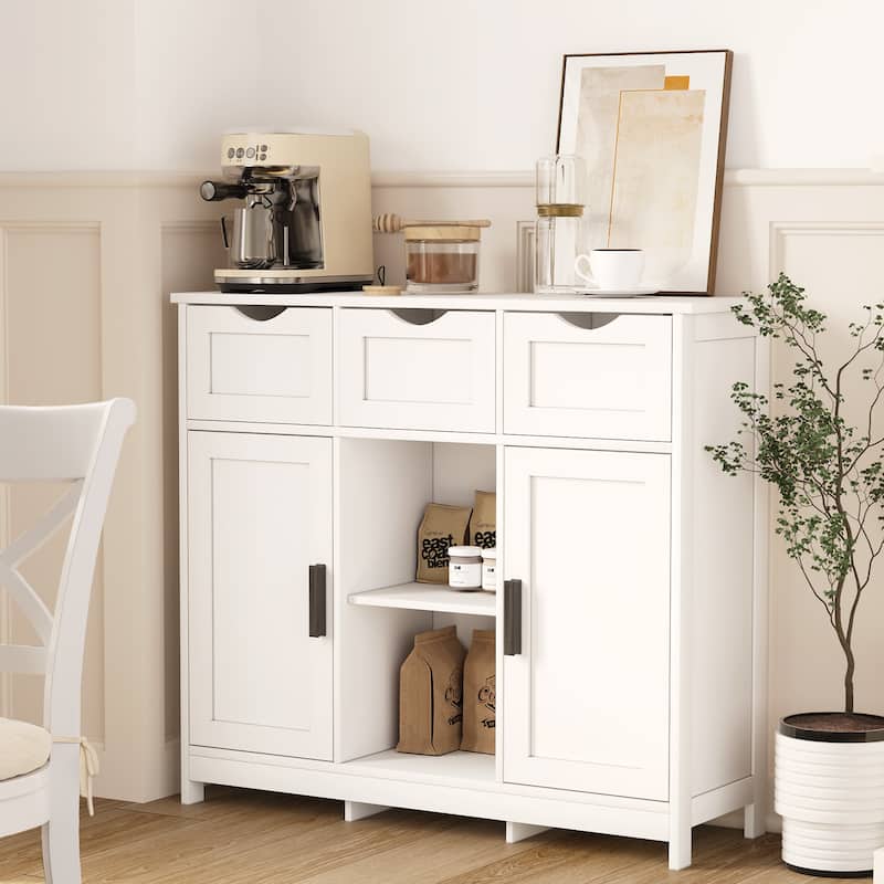 Wooden Storage Sideboard with Drawers & Shelves