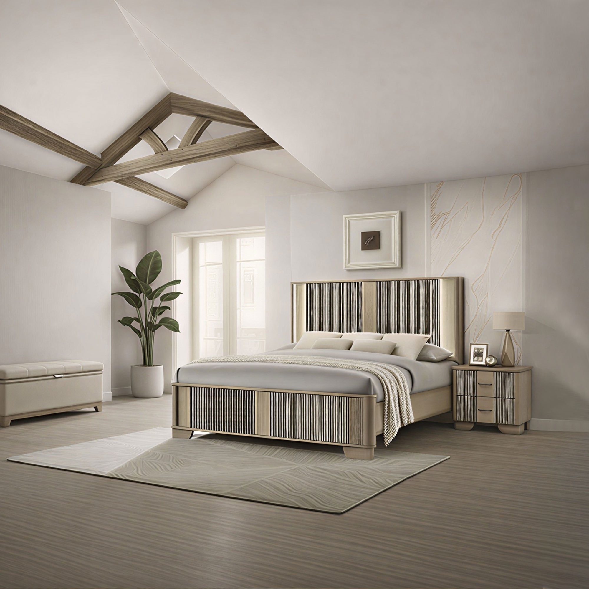 Sierra White Oak Solid Wood 2-Piece Bedroom Storage Set