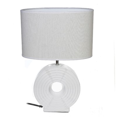 Ceramic Table Lamp With Shade (Orb Large) (White)