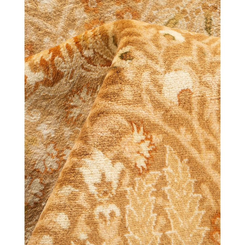 Overton Handknotted Wool Traditional Oriental Brown Area Rug - 5' x 8'