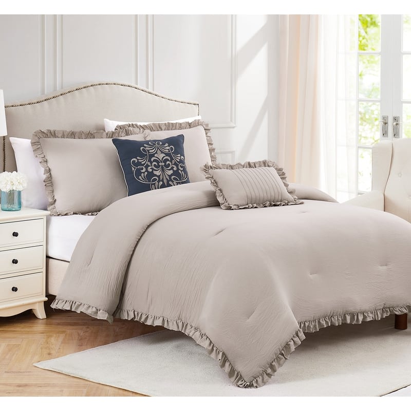 Portland Ruffled Washed Comforter Set