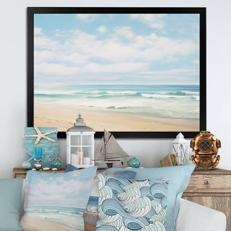 Designart "Beach Photo Coastal Tranquility III" Nautical & Beach Framed Canvas Prints