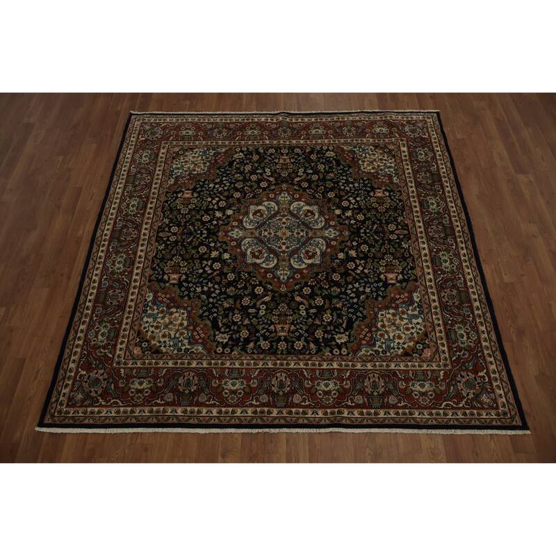 Hand Knotted Oriental 100% Wool Carpet Traditional Floral Navy Blue & Blues Bokhara Area Rug - 6' 3'' X 6' 2''