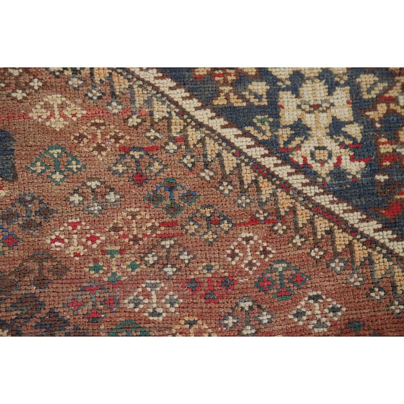 Tribal Bakhtiari Vintage Persian Area Rug Hand-Knotted Wool Carpet - 5'1" x 9'11"