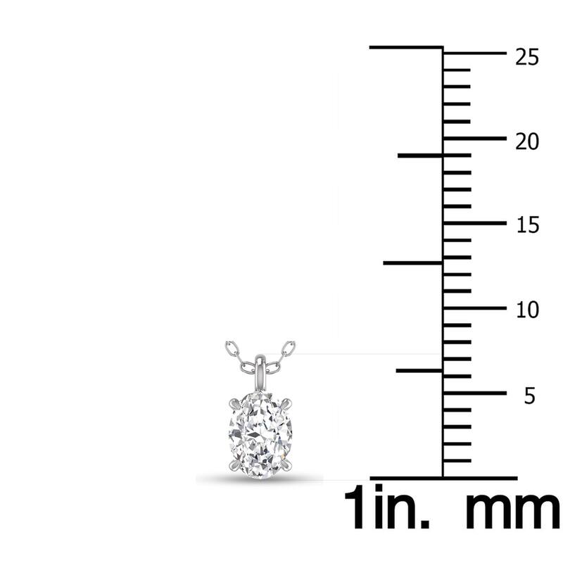 Marquee Lab Grown 3/4 Carat Oval Solitaire Diamond Pendant in 14K White Gold