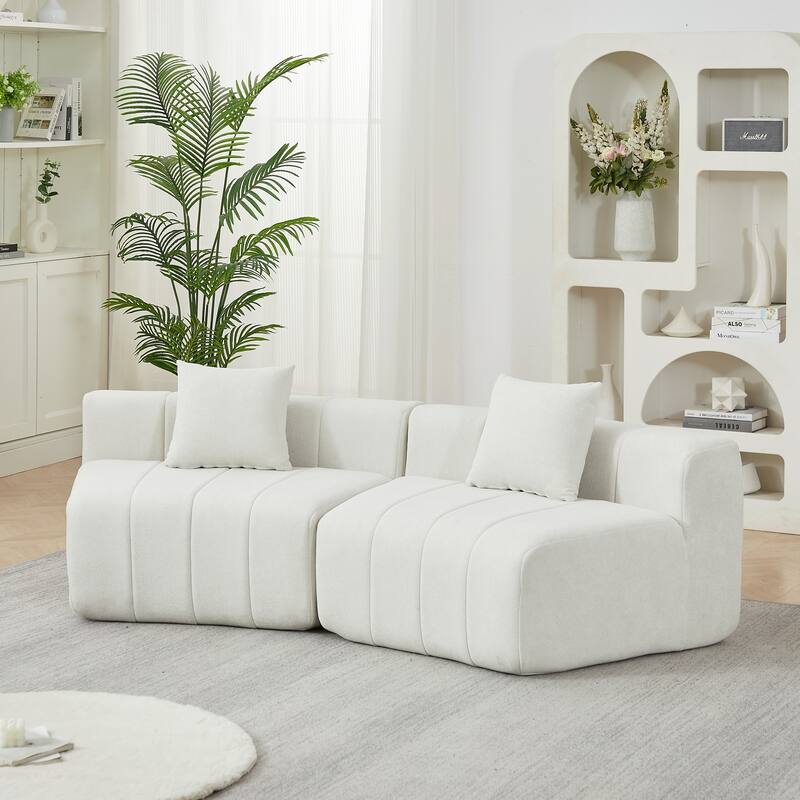Chenille Curved Sectional Sofa with 2 Pillows,Curved Symmetrical Modular Semi Circular Sofa Sectional for bedroom, Living room