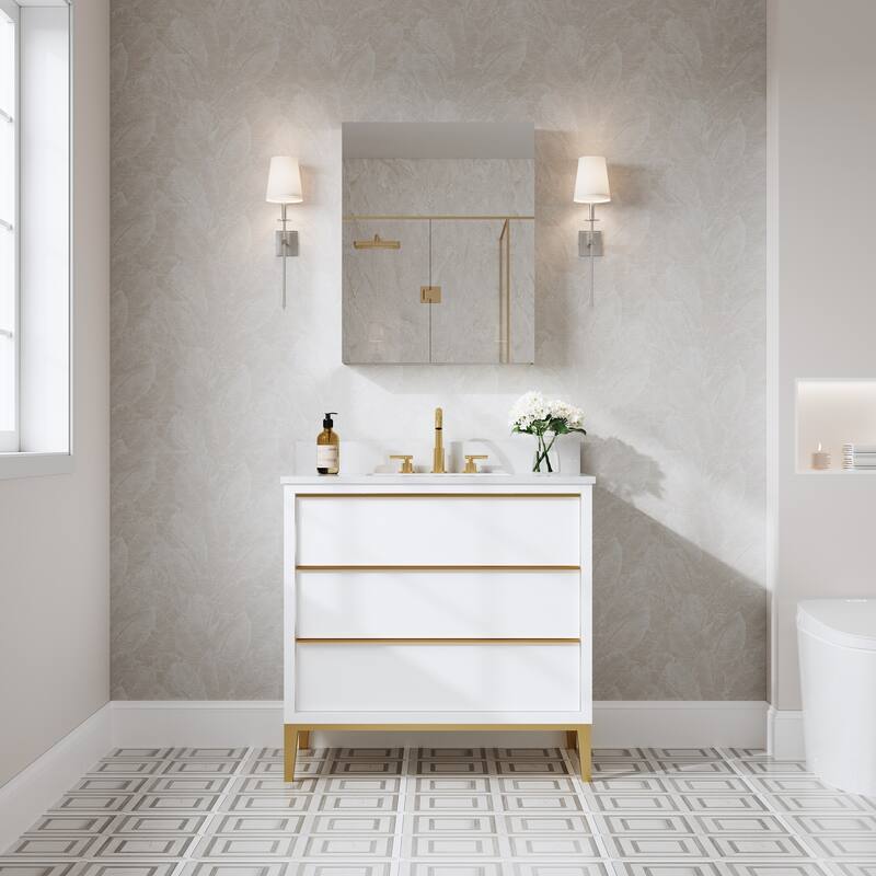 Recessed or Surface Wall Mount Bathroom Medicine Cabinet With Adjustable Glass Shelves