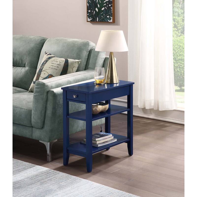 Convenience Concepts American Heritage 1 Drawer Chairside End Table with Shelves - Cobalt Blue