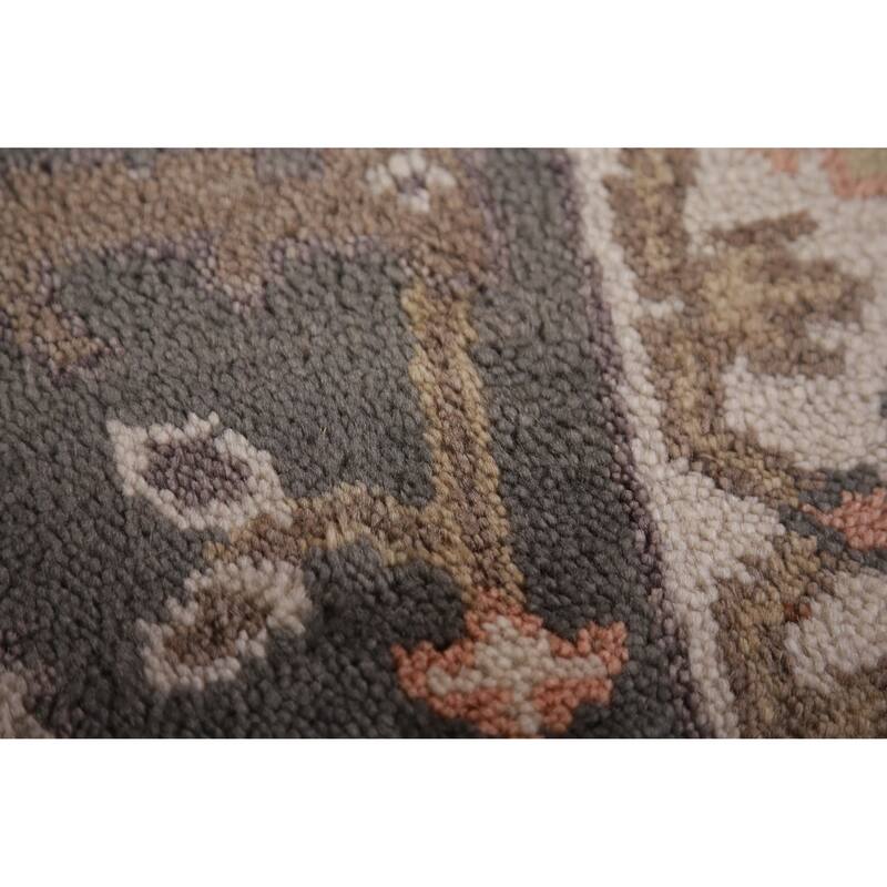 Gray Oushak Oriental Runner Rug Transitional Handmade Wool Carpet - 2'7" x 9'11"