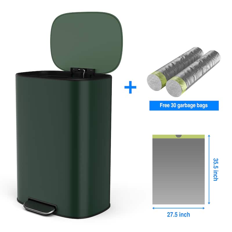 13 Gallon 50L Kitchen Foot Pedal Operated Soft Close Trash Can