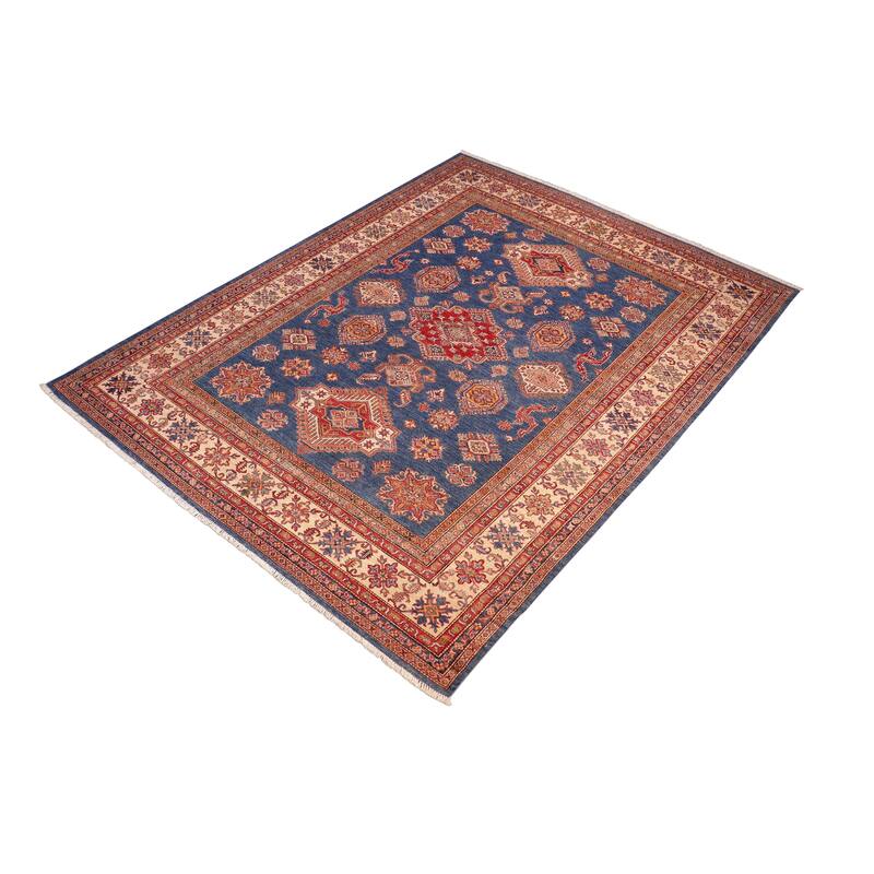 Rustic Super Kazak Sawyer Blue/Beige Hand Knotted Wool Rug - 8'3'' x 10'0''