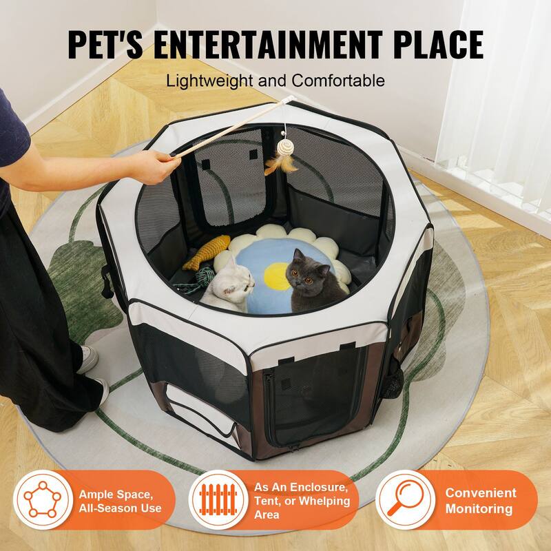 Foldable Pet Playpen Portable Crate Kennel for Dogs Cats