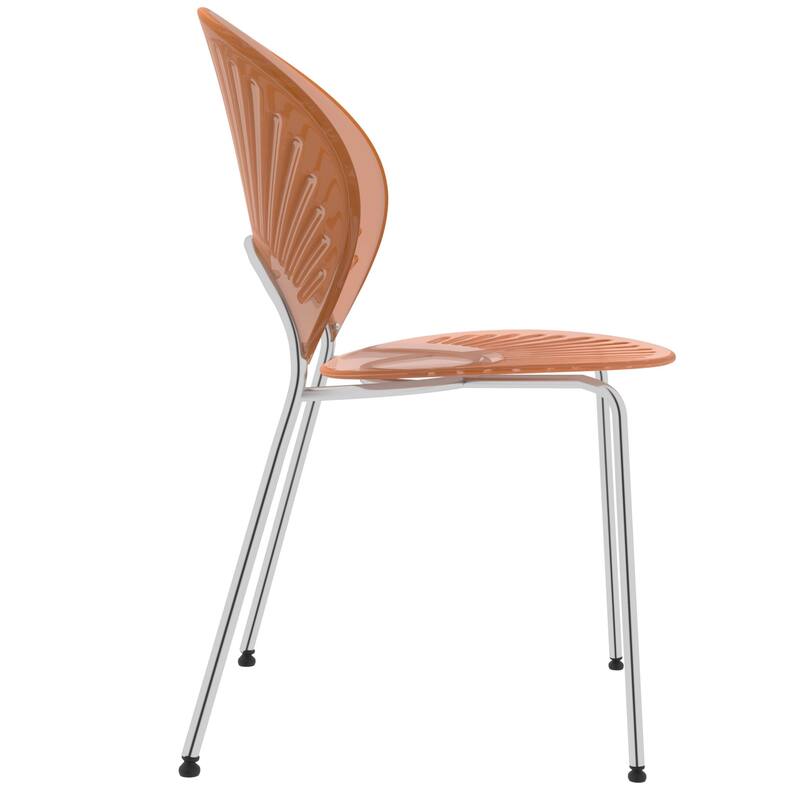 Opulent Plastic Dining Side Chair With Chrome Base Set of 4