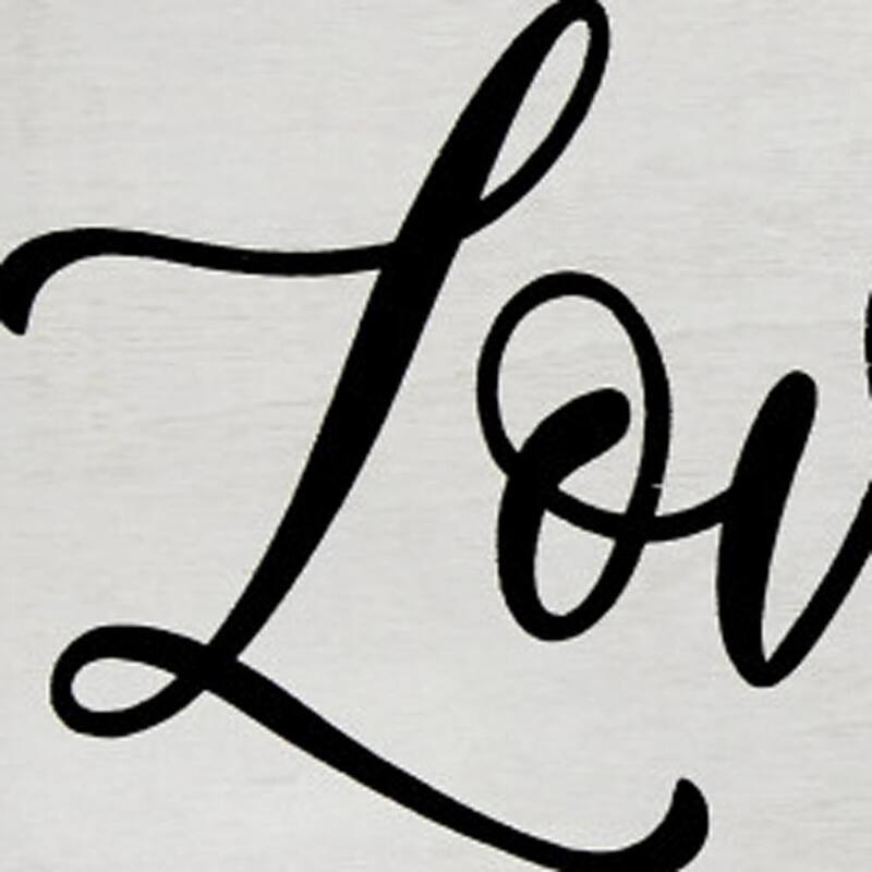 HomeRoots 14" Gray And Black Love Wins Round Serving Tray With Handles - 13.75 in. x 1.65 in. x 13.75 in.