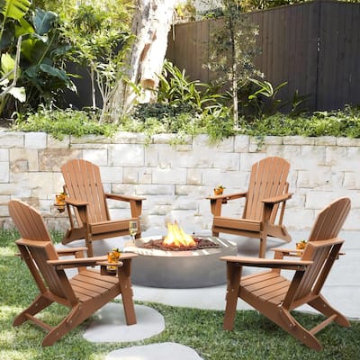 Vrakae Folding Adirondack Chair with Cup Holder Set of 4
