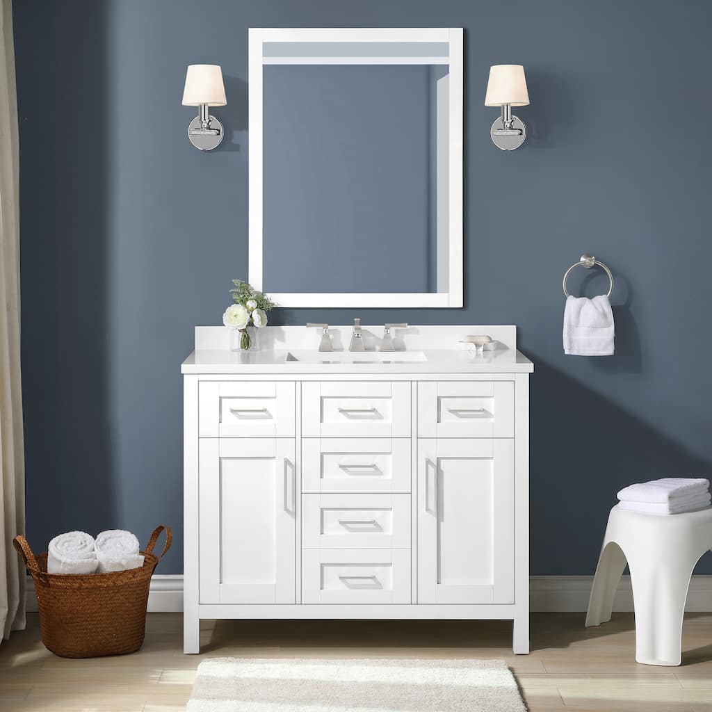 OVE Decors Tahoe III 42 in. White Vanity with power bar and included mirror