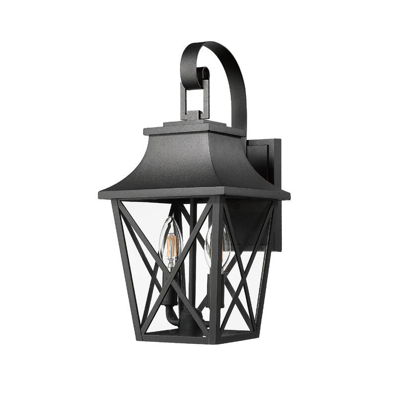 Anmytek Black Outdoor Wall Lantern Weatherproof Coastal Farmhouse Porch Light Clear Glass Exterior Lighting
