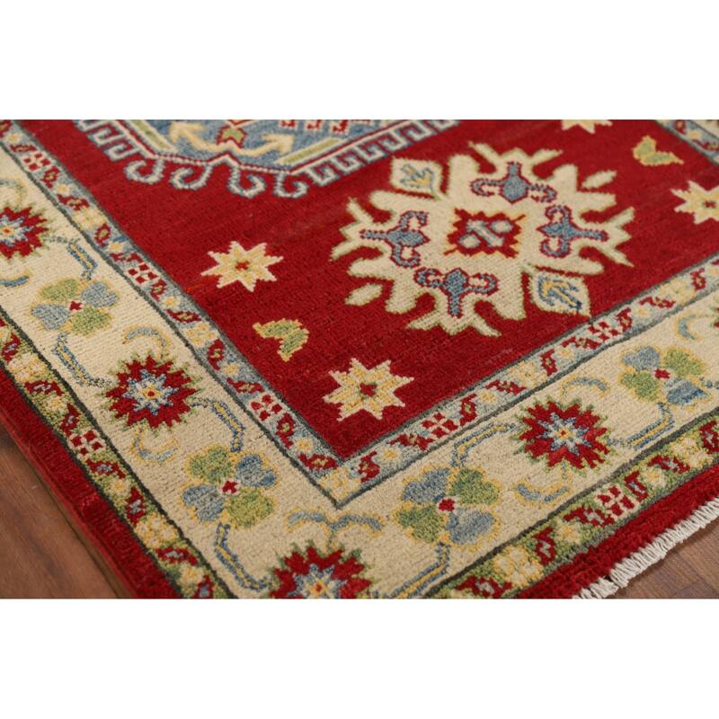 Red Kazak Foyer Rug Handmade Traditional Wool Carpet - 2'9" x 4'1"