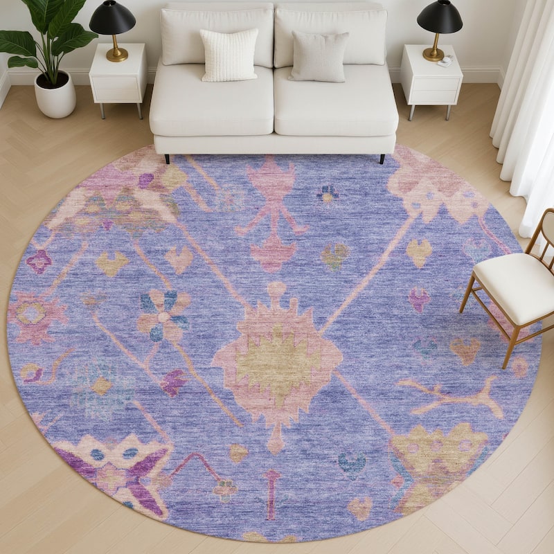 Premium Washable Super Soft Traditional Kashmir Mayfield Rug - Purple - 8' x 8'