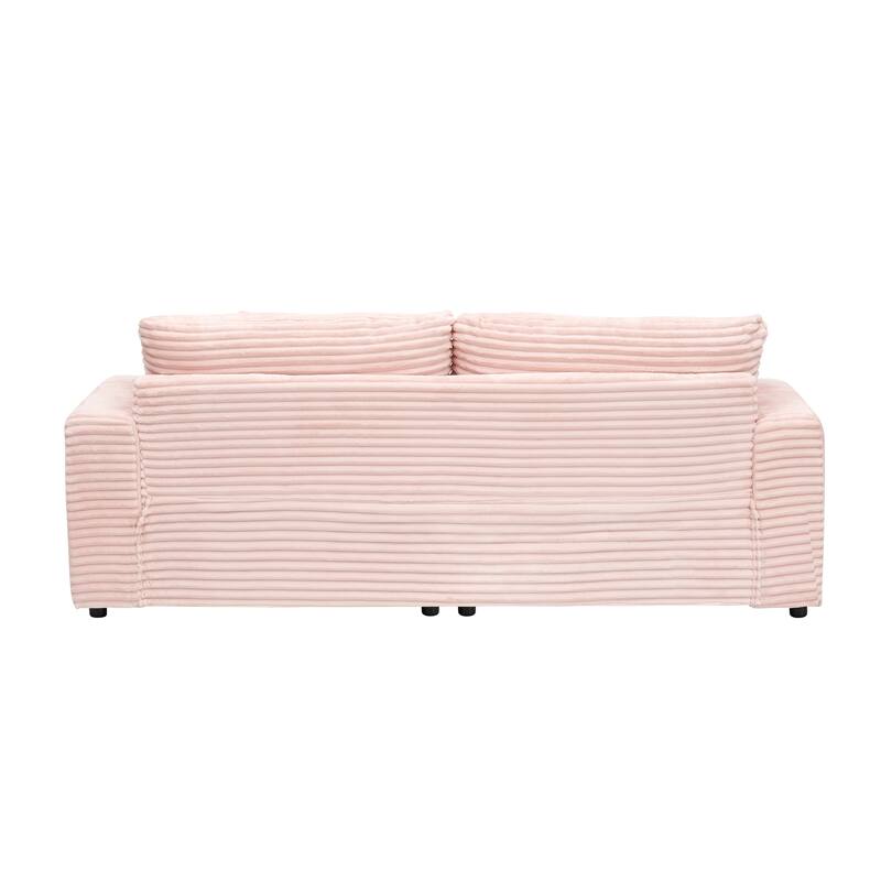 Corduroy Loveseat Sofa with 4 Pillows & Cushions, Upholstered Deep Seat Sofa wSolid Wood Base Frame Recliner Sofa Couch