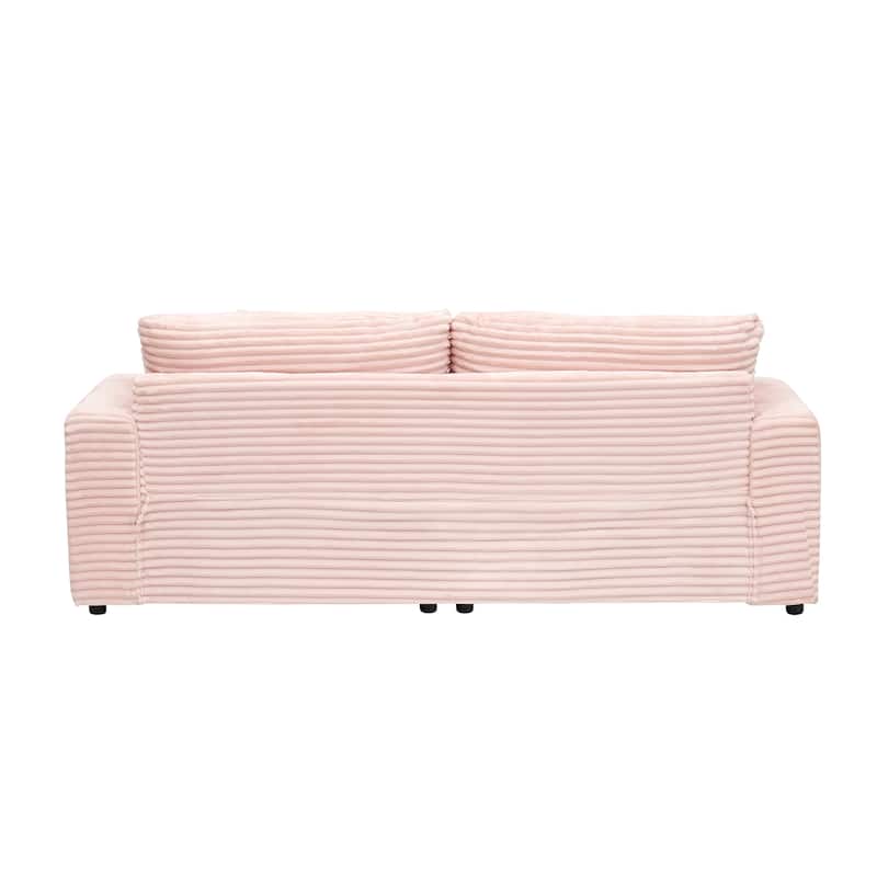 Corduroy Upholstered 3 Seater Sofa, Oversized Cloud Deep Seat Couch with 4 Lumbar Pillows, Loveseat for Living Room, Apartment