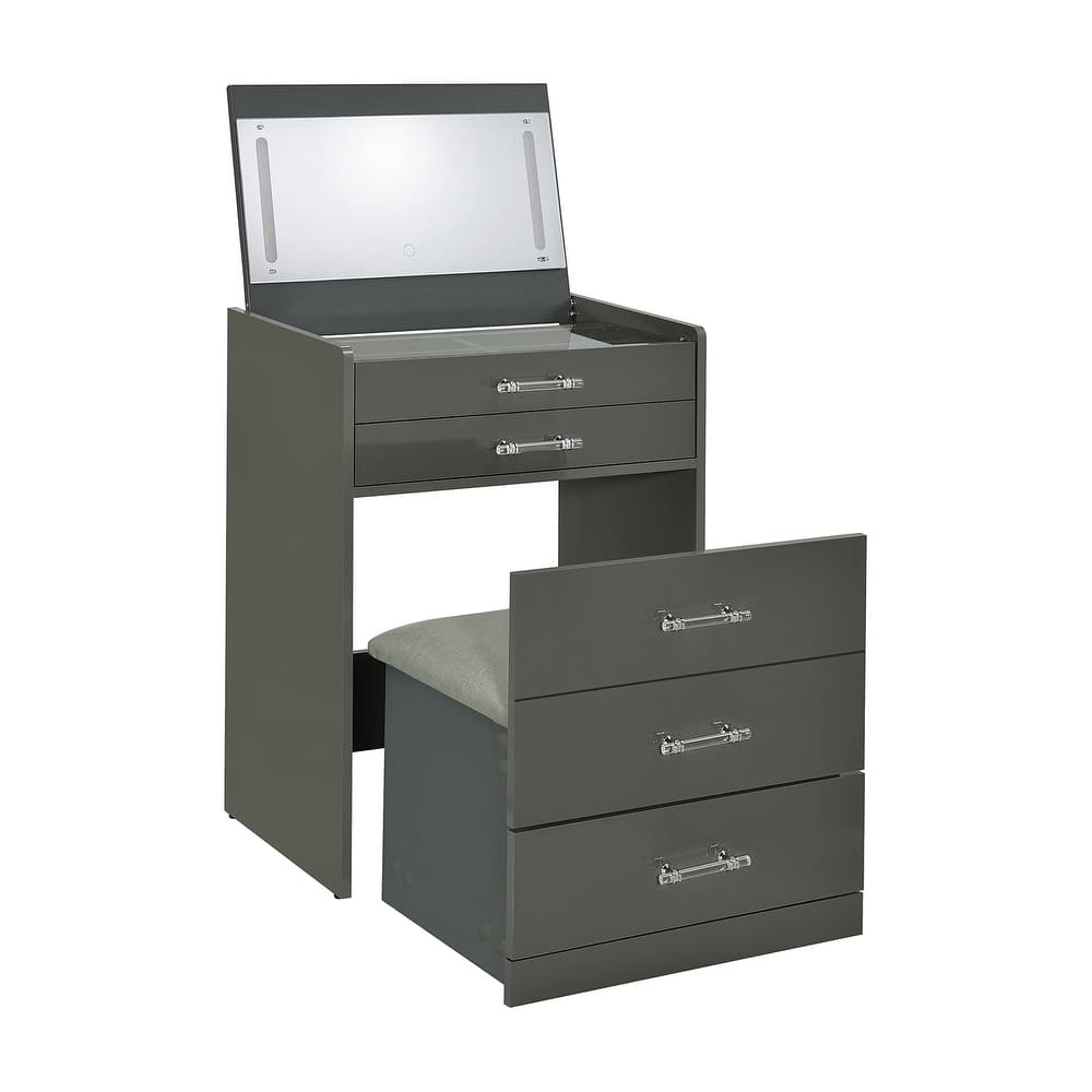 3 Drawers Makeup Vanity Set with Stool