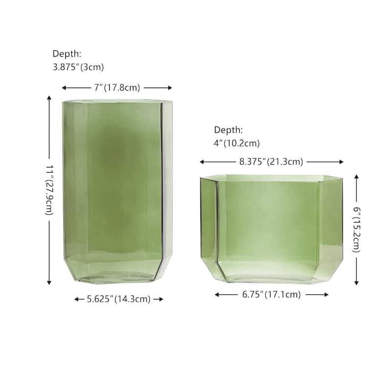 SAFAVIEH Home Noreno Modern Hexagon Glass Vase Set of 2