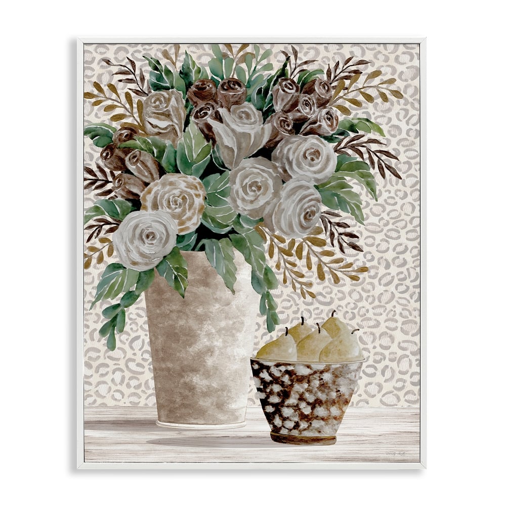 Stupell Bouquet on Leopard Pattern Framed Giclee Art Design By Cindy Jacobs