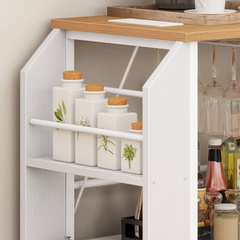 Rolling Kitchen Island Cart With Storage Shelf and Power Outlet