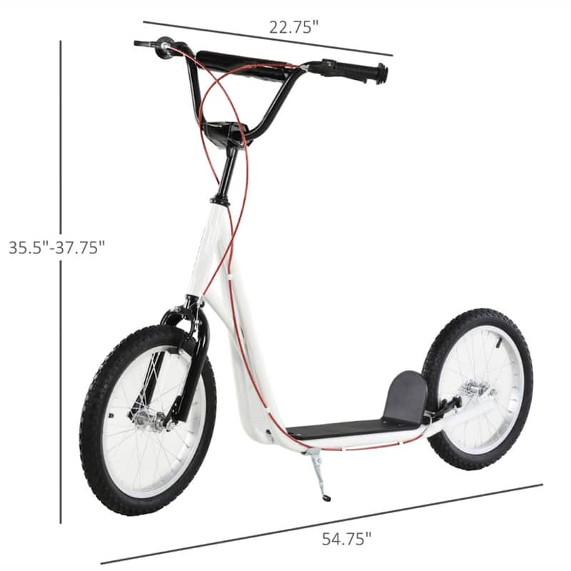 Children’s Ride-On Scooter with Soft Grip Handlebar and Anti-Slip Foot Deck for Outdoor Use - 54.75"L x 22.75"W x 35.5"-37.75"H