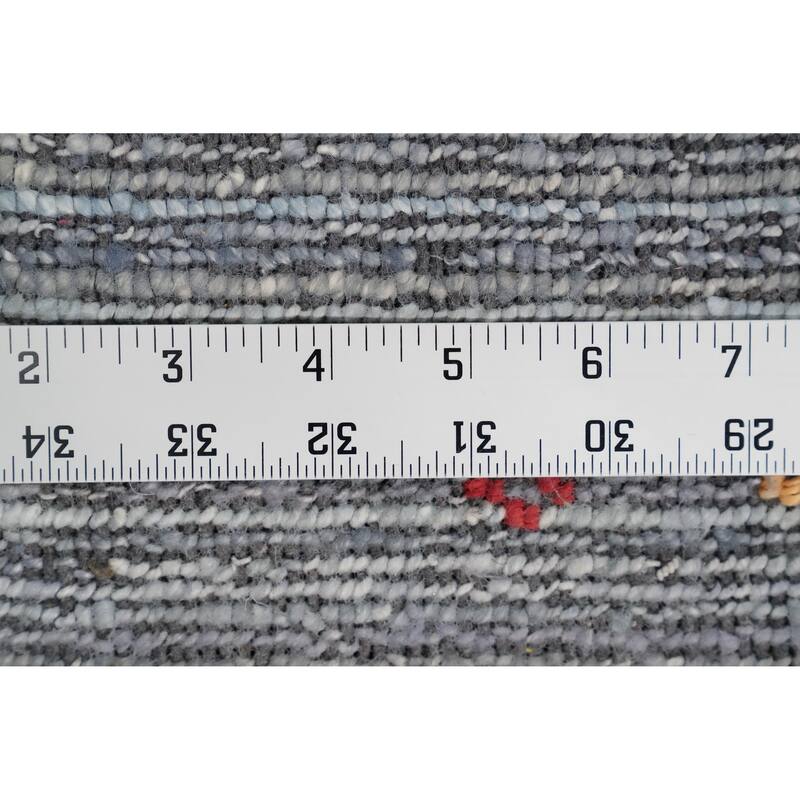 Hand Knotted Oriental Viscose Silk Carpet Tribal Animal Pictorial Greys & Charcoal Gabbeh Area Rug - 11' 9'' X 8' 7''