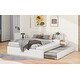 preview thumbnail 5 of 10, Full Size Hydraulic Platform Bed with Trundle, Storage, Side Table, and Lounge, White