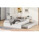 preview thumbnail 5 of 13, Full Size Platform Bed with Hydraulic Storage and Twin Trundle, Side Table, and Lounge, Built-in Table, Ample Storage, White