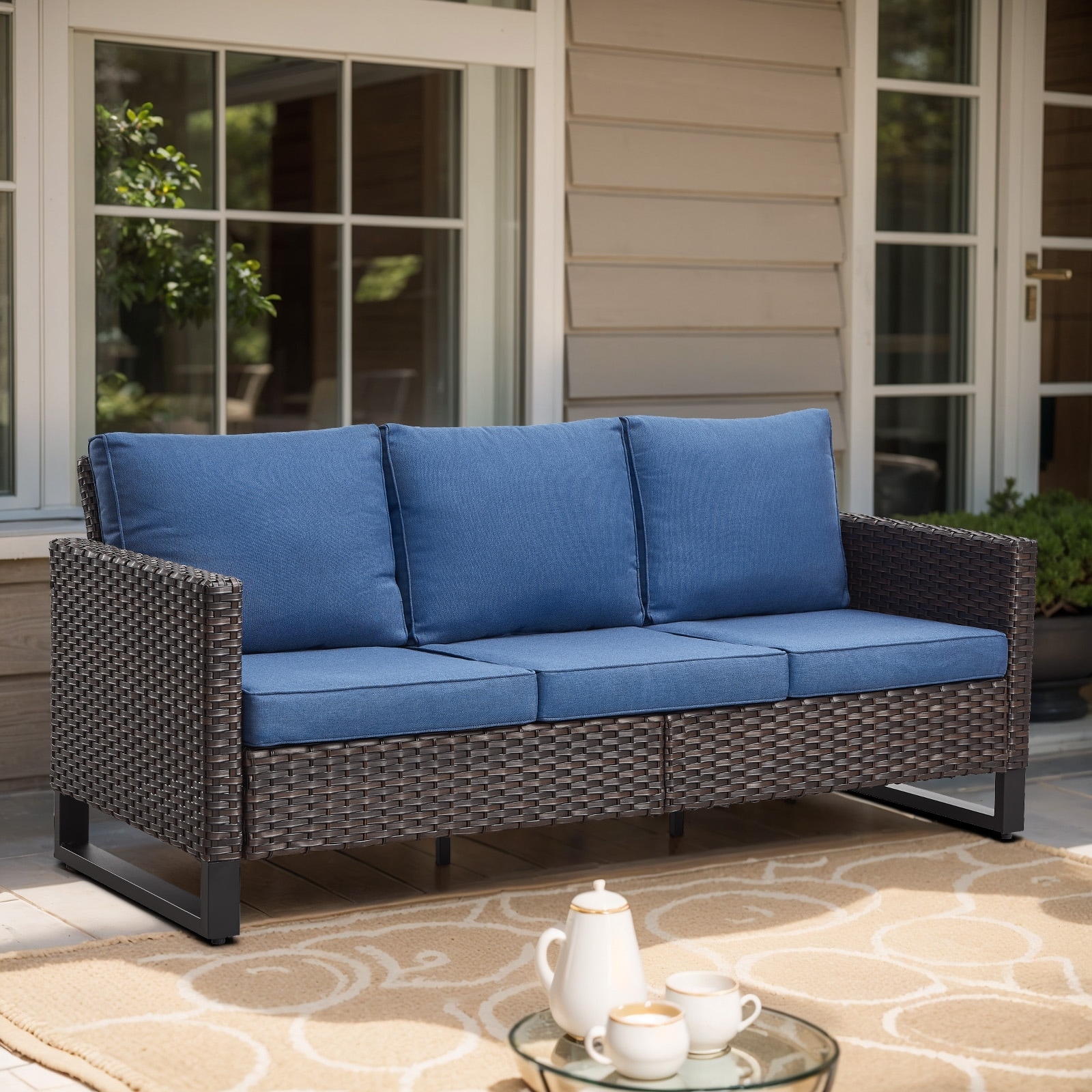 Gymojoy 3-Seat Outdoor Sofa, All-Weather PE Wicker